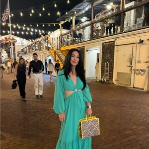 Vici Teal Maxi Dress with Cutout Design